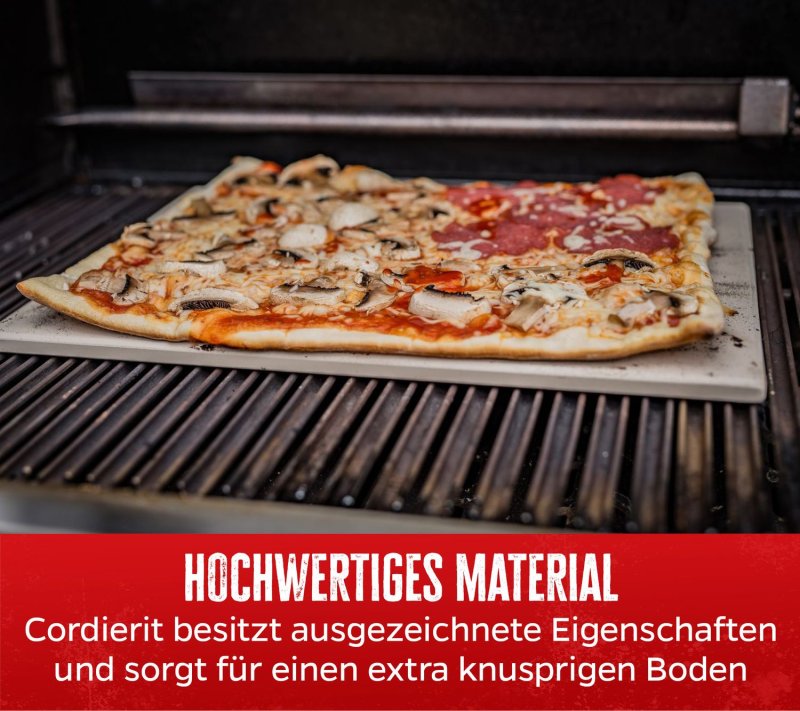 Grillfürst Pizzastein eckig 40 x 30 cm mit Pizzablech