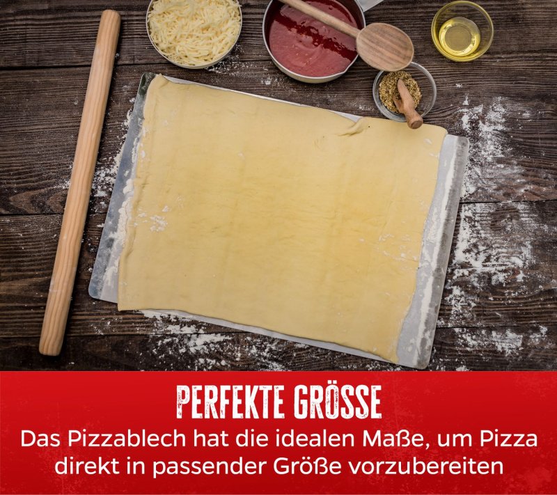 Grillfürst Pizzastein eckig 40 x 30 cm mit Pizzablech