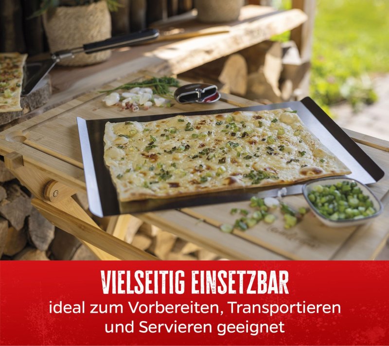 Grillfürst Pizzastein eckig 40 x 30 cm mit Pizzablech