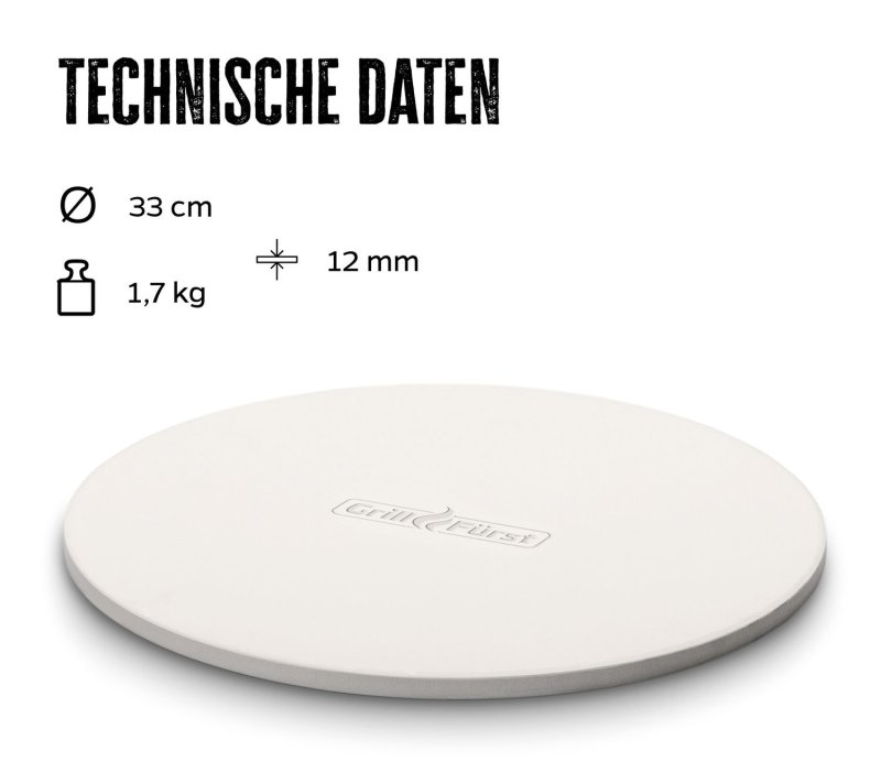 Grillfürst Pizzastein 33 cm mit Pizzablech