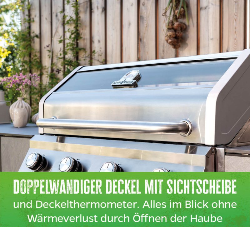Grillfürst G401G 4-Brenner Einbaugrill mit Gusseisen Rosten