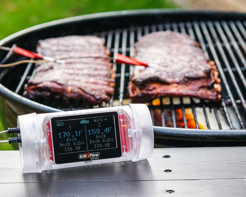 GrillEye MAX Grillfürst Edition inkl. 4 IRIS Probe Temperaturfühler - Smart WiFi Grillthermometer mit Cloud Funktion - Instant-Thermometer +-0,1°C präzise