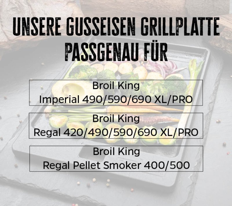 Grillfürst Grillplatte Gusseisen für Imperial / Regal / 48 x 31 cm