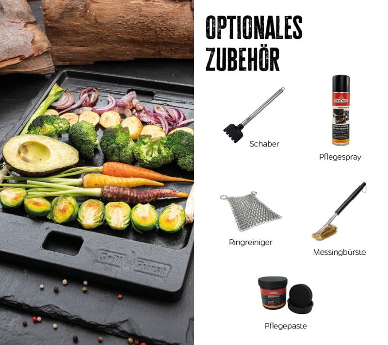 Grillfürst Grillplatte Gusseisen für Weber Spirit 300 44,2 x 30,7 cm