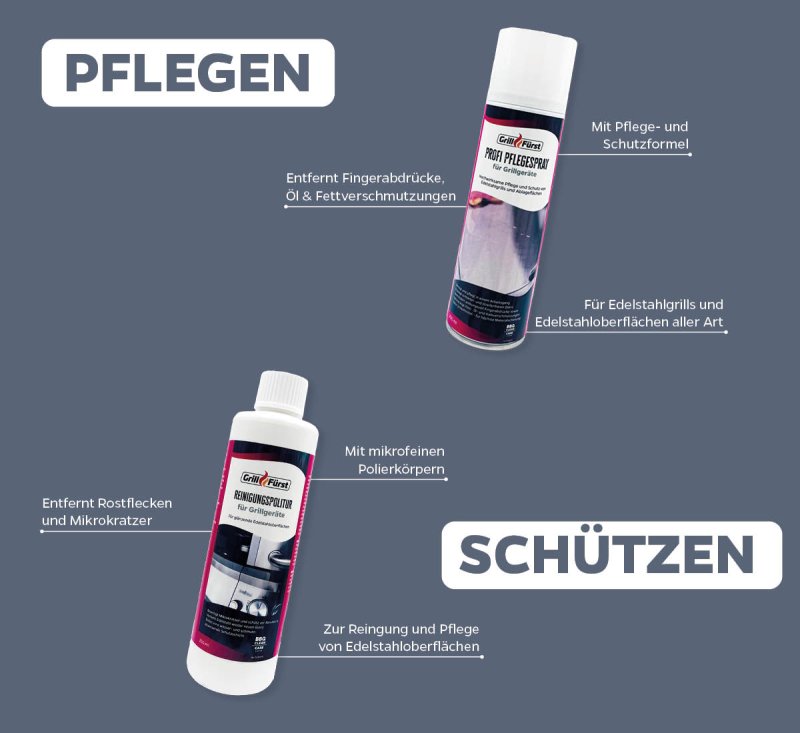 Grillfürst Grillreiniger-Set Edelstahl: Auffrischen / Pflegen / Impgrägnieren