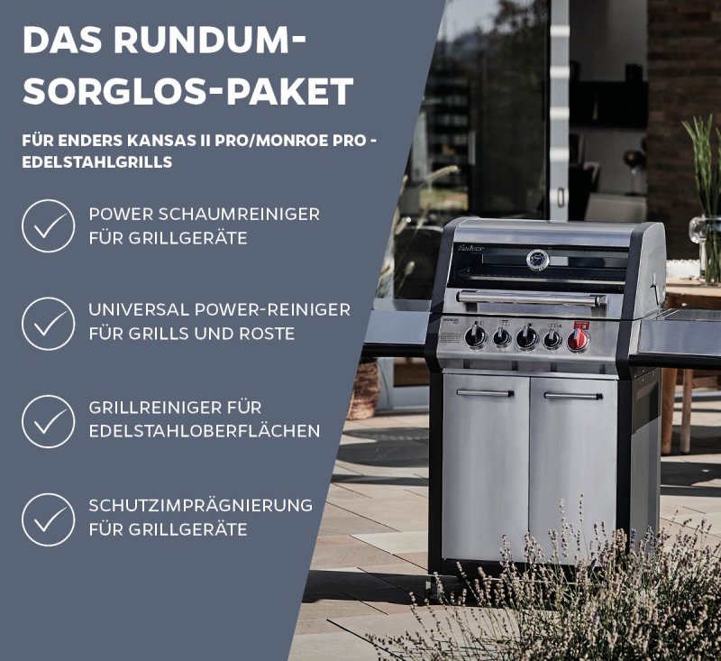 Grillfürst Grillreiniger-Set für Enders Kansas II Pro / Monroe Pro - Grillreiniger und Pflege Set für Edelstahlgrills