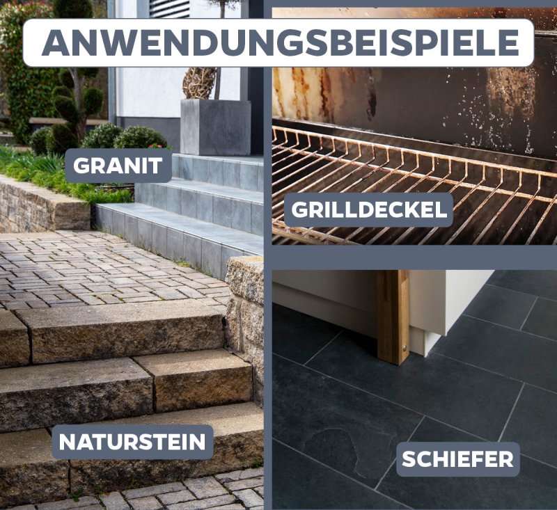 Grillfürst Grillreiniger-Set: Frühjahrsputz für Grill und Terrasse - mit Spezialreinigern für Härtefälle, Bodenflecken und Keramikbrenner