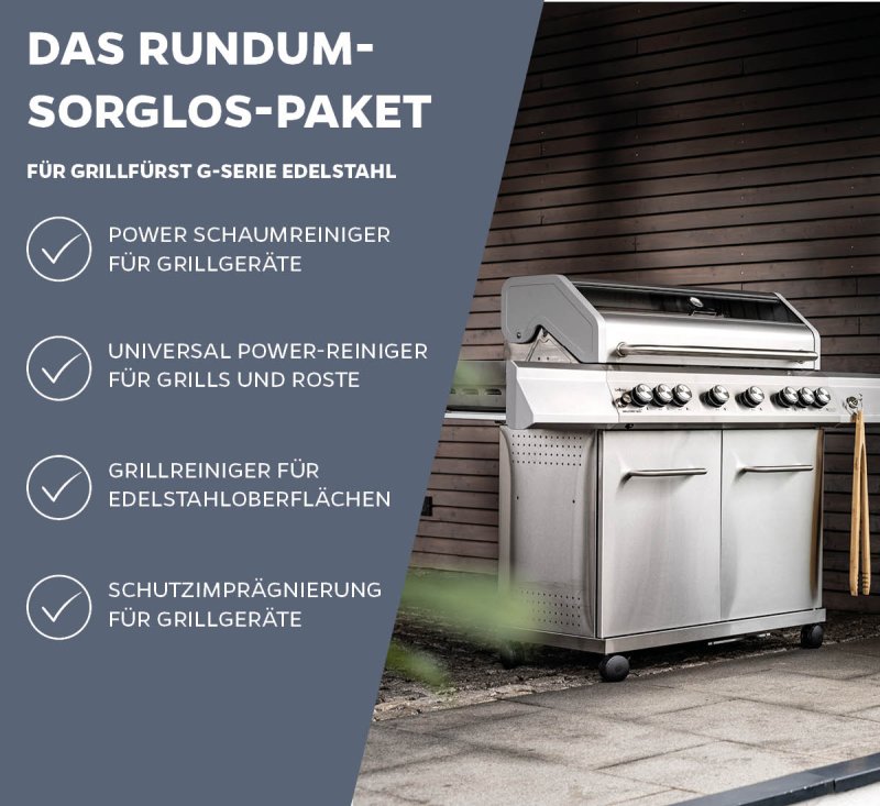 Grillfürst Grillreiniger-Set Grillfürst: G-Serie / S-Serie Edelstahl - Grillreiniger und Pflege Set für Edelstahlgrills
