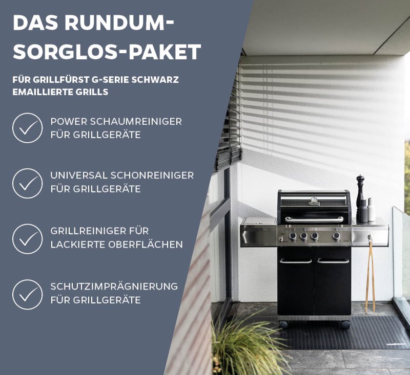 Grillfürst Grillreiniger-Set Grillfürst: G-Serie / S-Serie schwarz - Grillreiniger und Pflege Set für emaillierte Grills