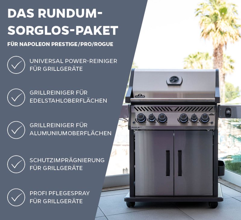Grillfürst Grillreiniger-Set Napoleon: Prestige / Pro / Rogue - Grillreiniger und Pflege Set für Edelstahlgrills
