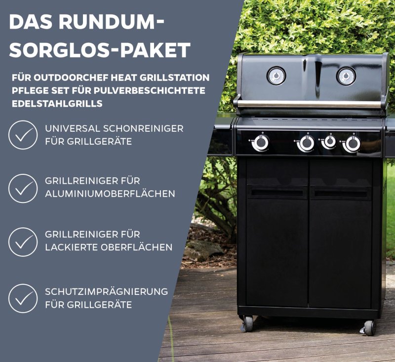 Grillfürst Grillreiniger-Set für Outdoorchef HEAT Grillstationen - Grillreiniger und Pflege Set
