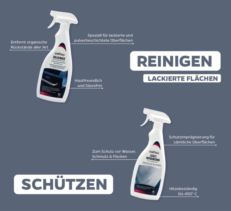 Grillfürst Grillreiniger-Set für Outdoorchef HEAT Outdoorküche mit HPL Arbeitsplatte / Granit Arbeitsplatte - Grillreiniger und Pflege Set