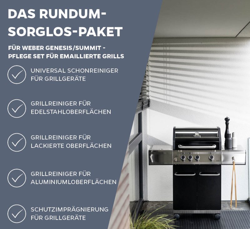 Grillfürst Grillreiniger-Set für Weber Genesis / Summit (schwarz emailliert) - Grillreiniger und Pflege Set