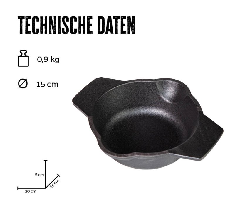 Grillfürst Gusseisenpfanne mit 2 Griffen Ø 15 cm