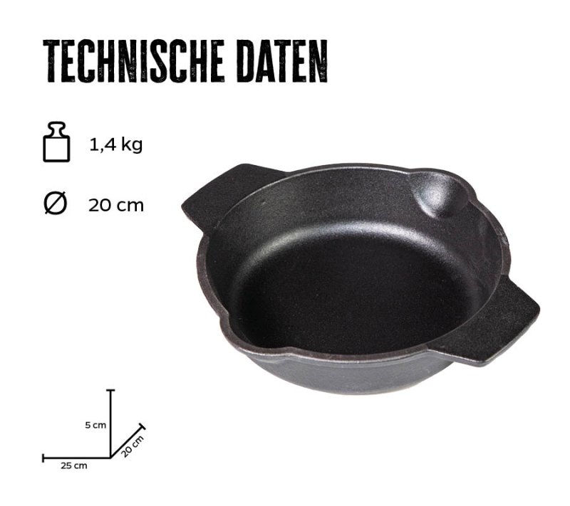 Grillfürst Gusseisenpfanne mit 2 Griffen Ø 20 cm