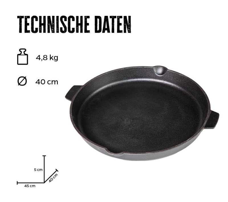 Grillfürst Gusseisenpfanne mit 2 Griffen Ø 40 cm
