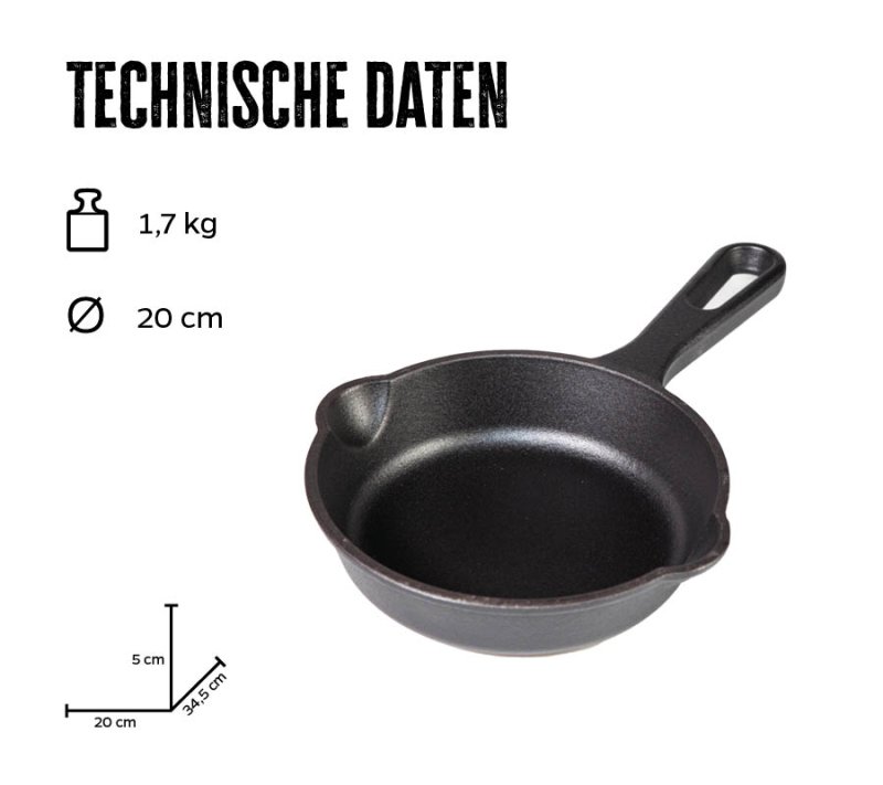 Grillfürst Gusseisenpfanne mit Stielgriff Ø 20 cm