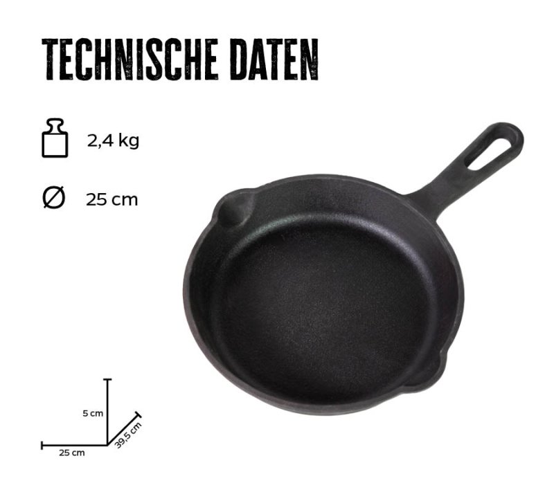 Grillfürst Gusseisenpfanne mit Stielgriff Ø 25 cm