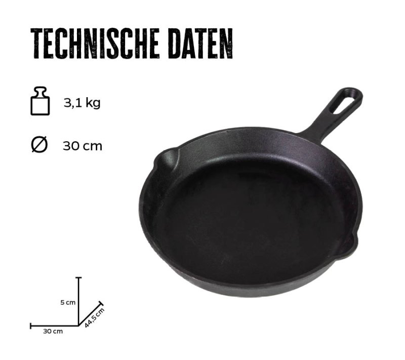 Grillfürst Gusseisenpfanne mit Stielgriff Ø 30 cm