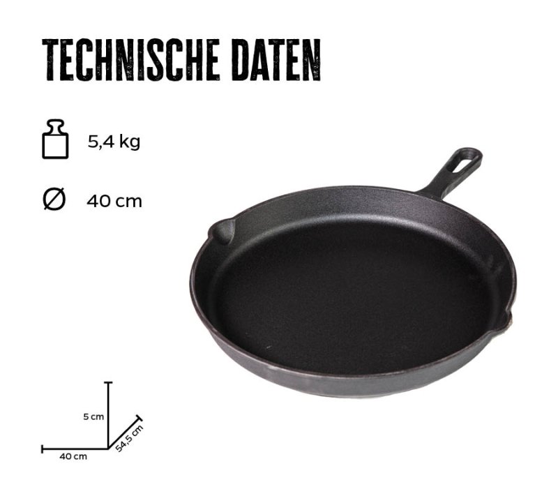 Grillfürst Gusseisenpfanne mit Stielgriff Ø 40 cm