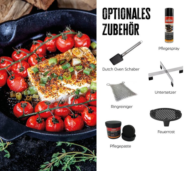 Grillfürst Gusseisenpfanne mit 2 Griffen Ø 30 cm für Weber GBS