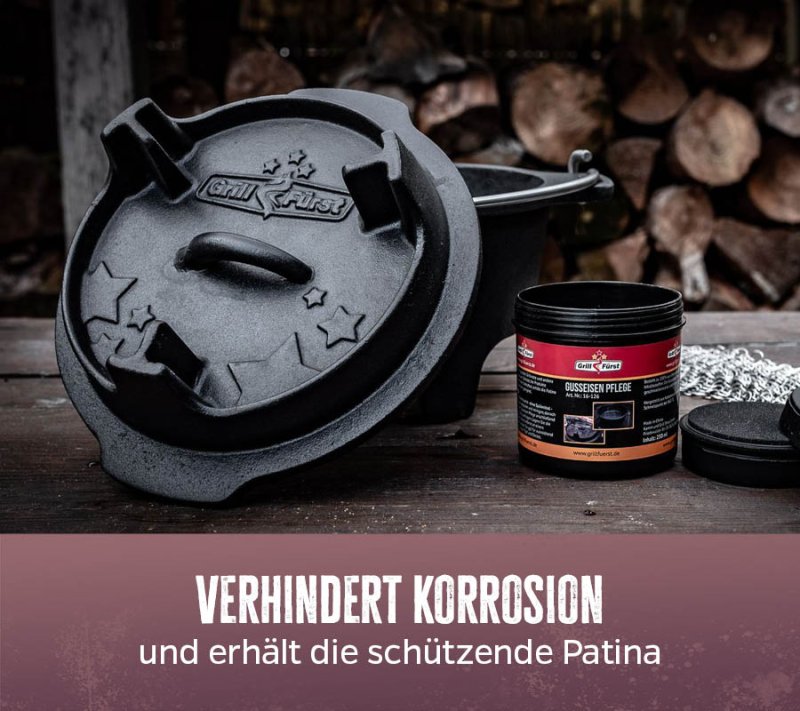 Grillfürst Kokosnuss-Pflegepaste für Gusseisen / Dutch Oven 250ml mit Schwamm