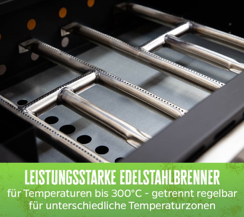 Grillfürst Plancha Grill - 2 Brenner mit insgesamt 7 kW und Edelstahl Plancha