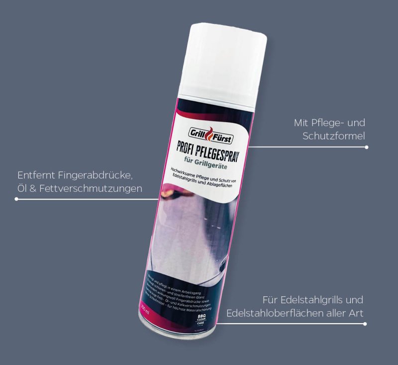 Grillfürst Profi Pflegespray für Grillgeräte - 300 ml - hochergiebiges Spray für strahlenden Glanz