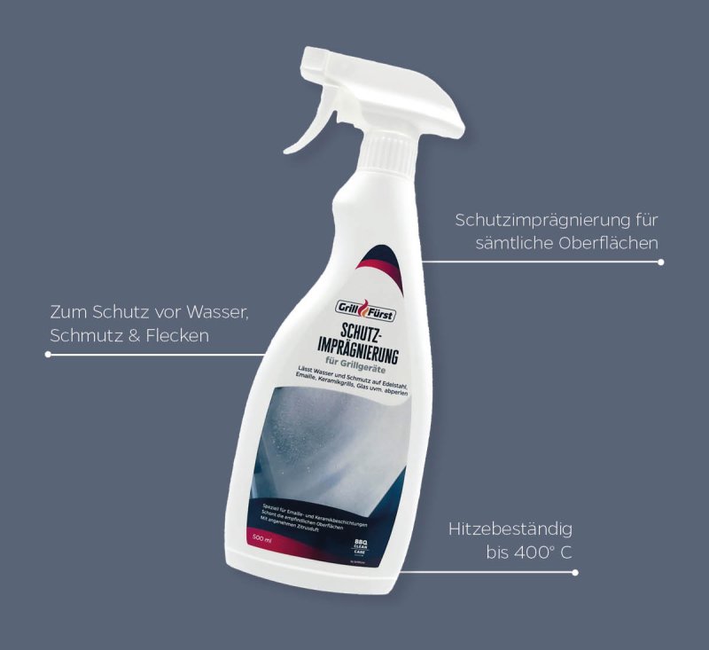 Grillfürst Schutzimprägnierung für Grillgeräte - 500 ml - hitzebeständig bis 400°C - mit Abperleffekt