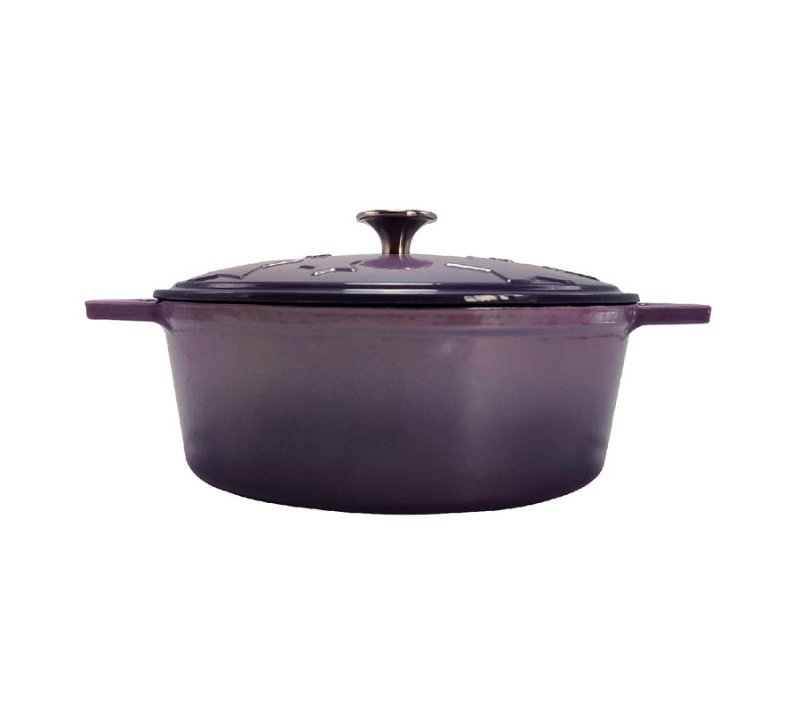 Grillfürst Dutch Oven Sternentöpfchen / Gusseisen Bräter - emailliert - M - lila