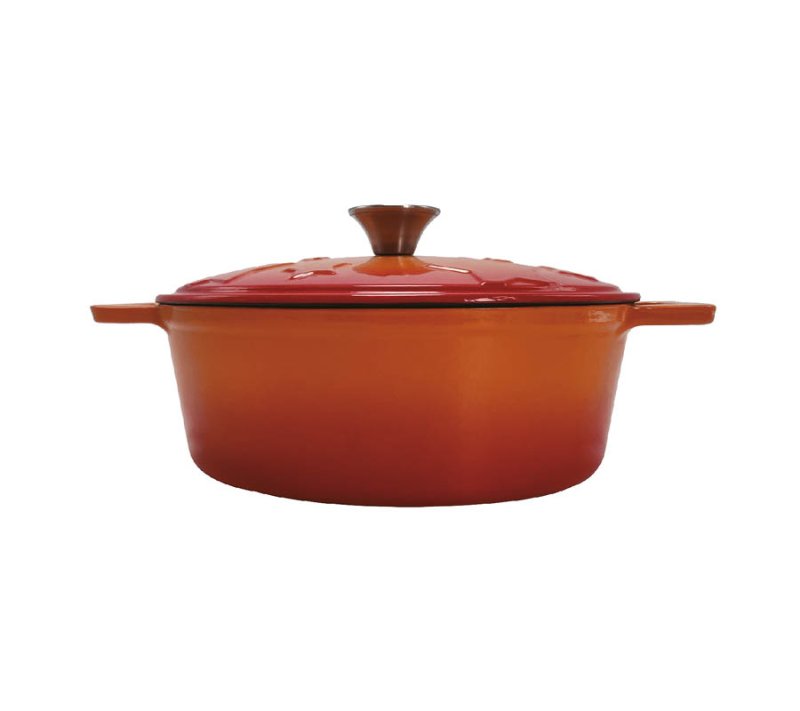 Grillfürst Dutch Oven Sternentöpfchen / Gusseisen Bräter - emailliert - M - orange