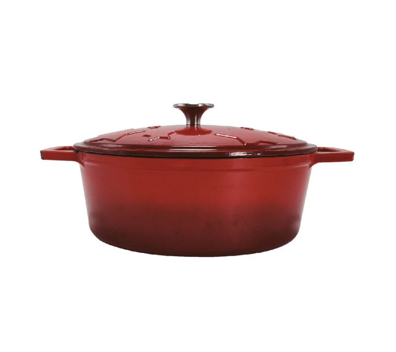 Grillfürst Dutch Oven Sternentöpfchen / Gusseisen Bräter - emailliert - M - rot