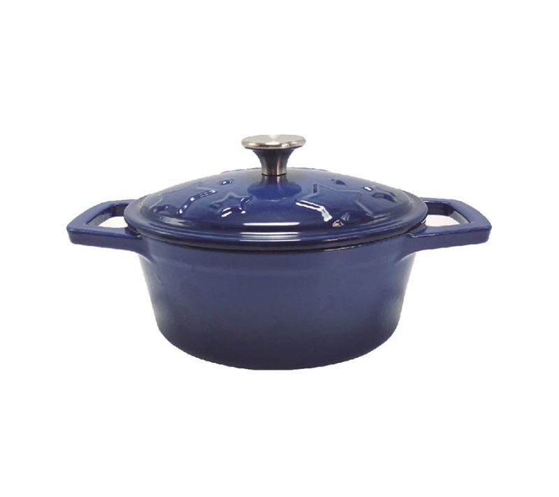 Grillfürst Dutch Oven Sternentöpfchen / Gusseisen Bräter - emailliert - S - blau