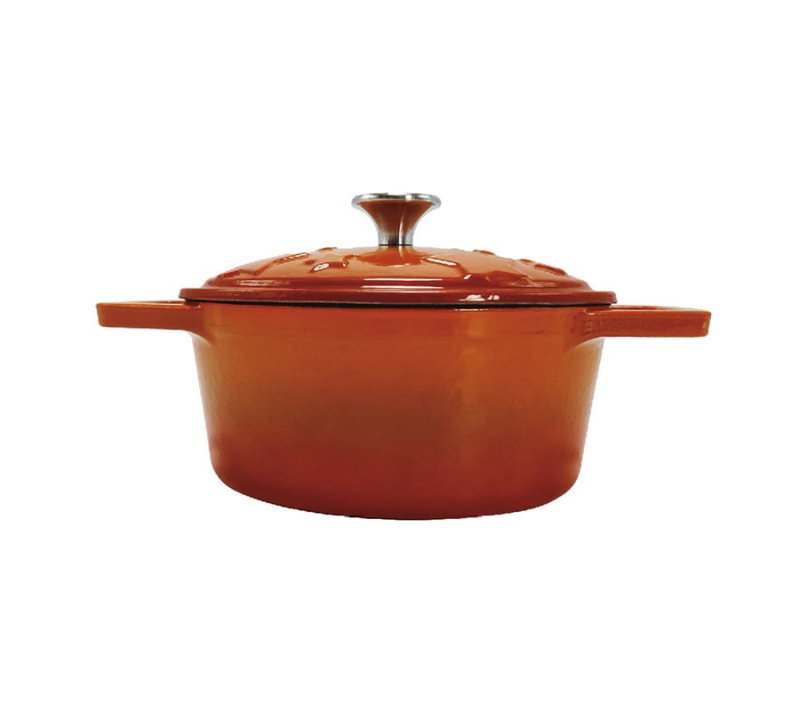 Grillfürst Dutch Oven Sternentöpfchen / Gusseisen Bräter - emailliert - S - orange