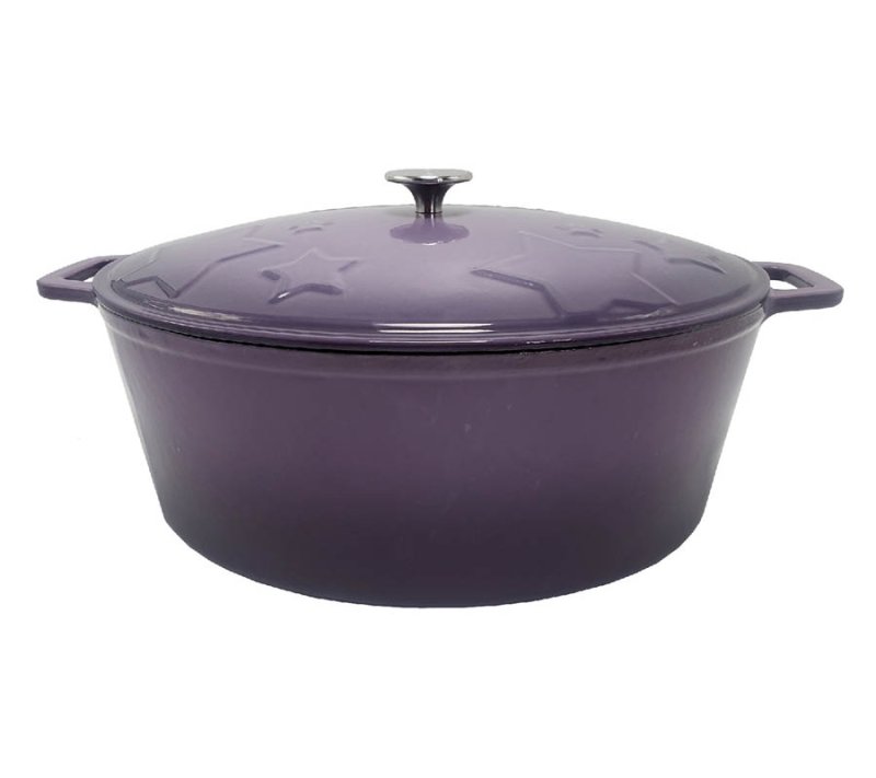 Grillfürst Dutch Oven Sternentöpfchen / Gusseisen Bräter - emailliert - XL - lila