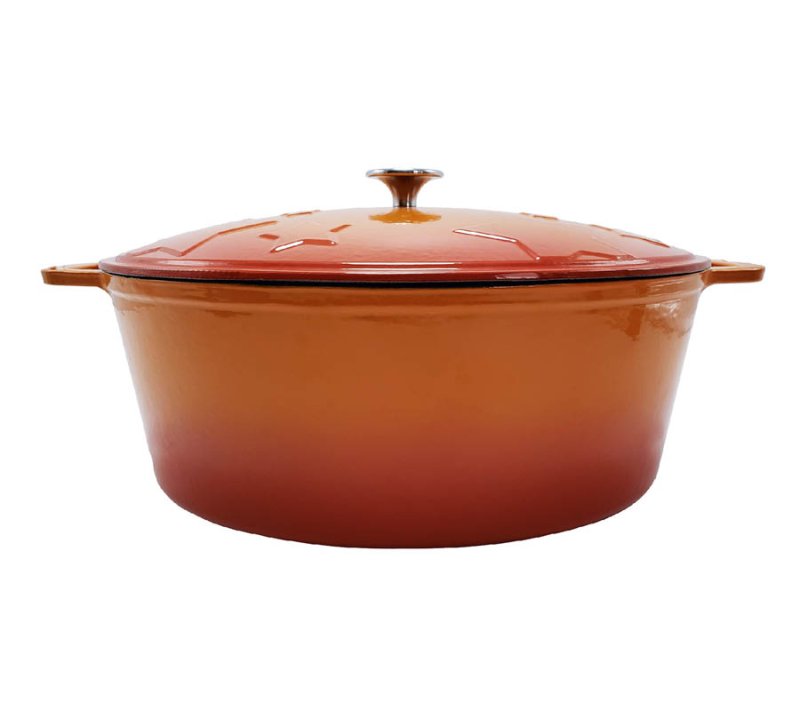 Grillfürst Dutch Oven Sternentöpfchen / Gusseisen Bräter - emailliert - XL - orange