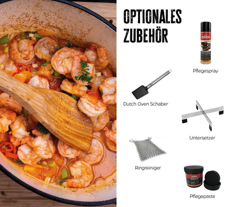 Grillfürst Dutch Oven Sternentöpfchen / Gusseisen Bräter - emailliert - M - rot