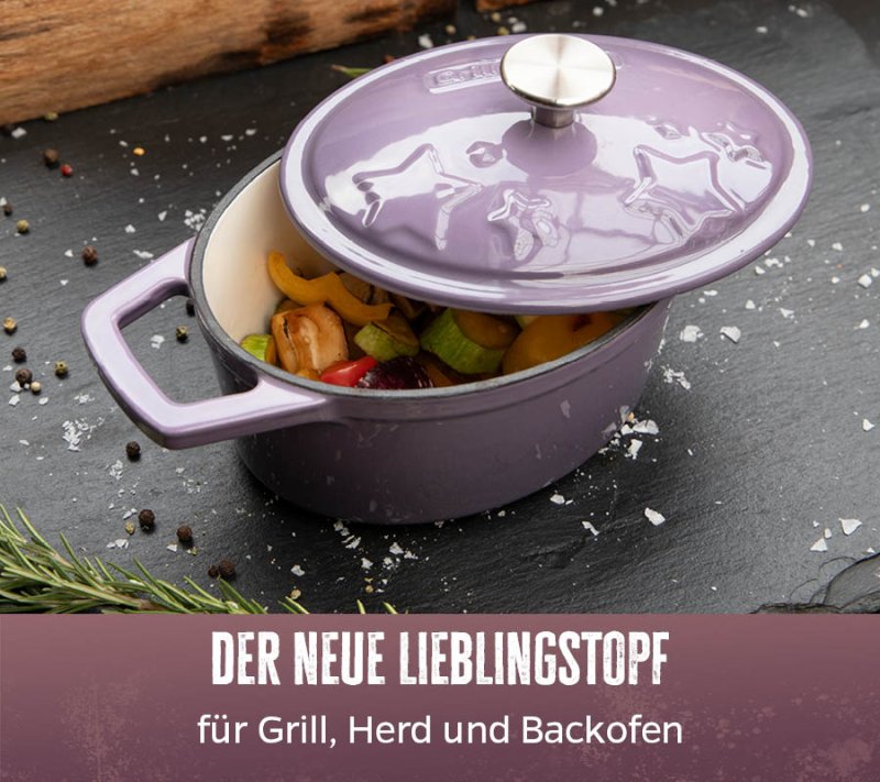 Grillfürst Dutch Oven Sternentöpfchen / Gusseisen Bräter - emailliert - S - lila