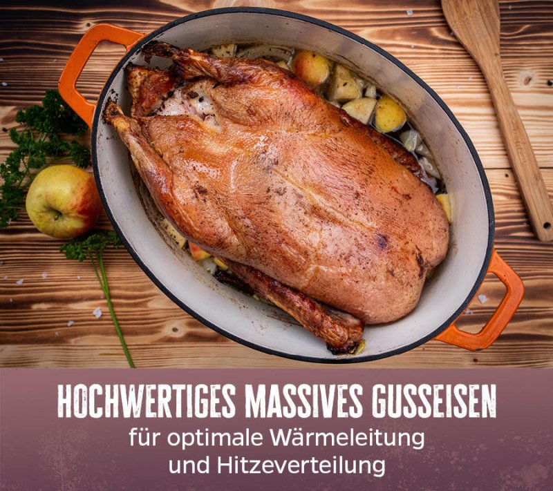 Grillfürst Dutch Oven Sternentöpfchen / Gusseisen Bräter - emailliert - XL - orange - Retoure