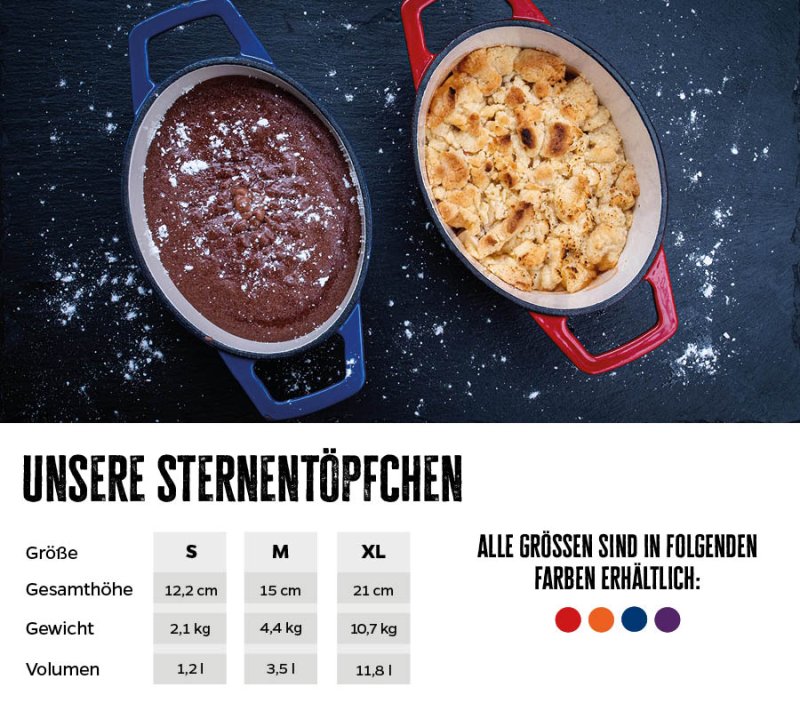 Grillfürst Dutch Oven Sternentöpfchen / Gusseisen Bräter - emailliert - XL - orange - Retoure
