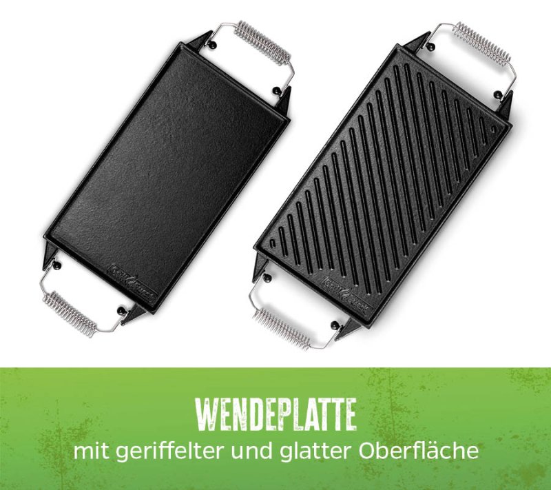 Grillfürst Universal Grillplatte / Wendeplatte aus Gusseisen 35 x 20 cm