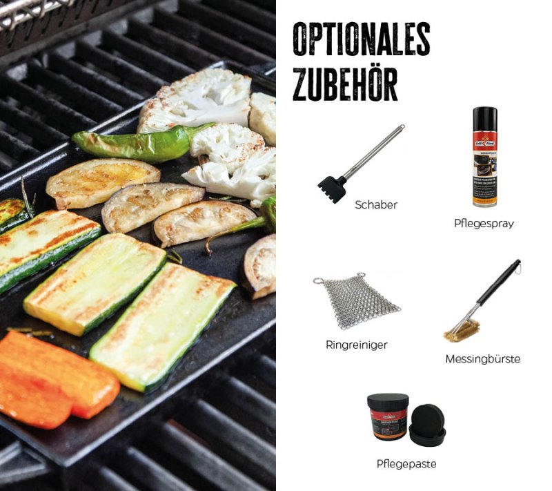 Grillfürst Universal Grillplatte / Wendeplatte aus Gusseisen 35 x 20 cm