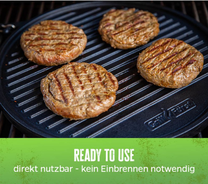 Grillfürst Universal Grillplatte rund / Wendeplatte aus Gusseisen Ø 35 cm