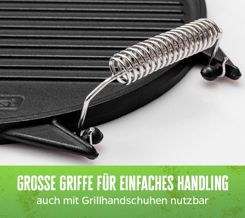 Grillfürst Universal Grillplatte rund / Wendeplatte aus Gusseisen Ø 35 cm