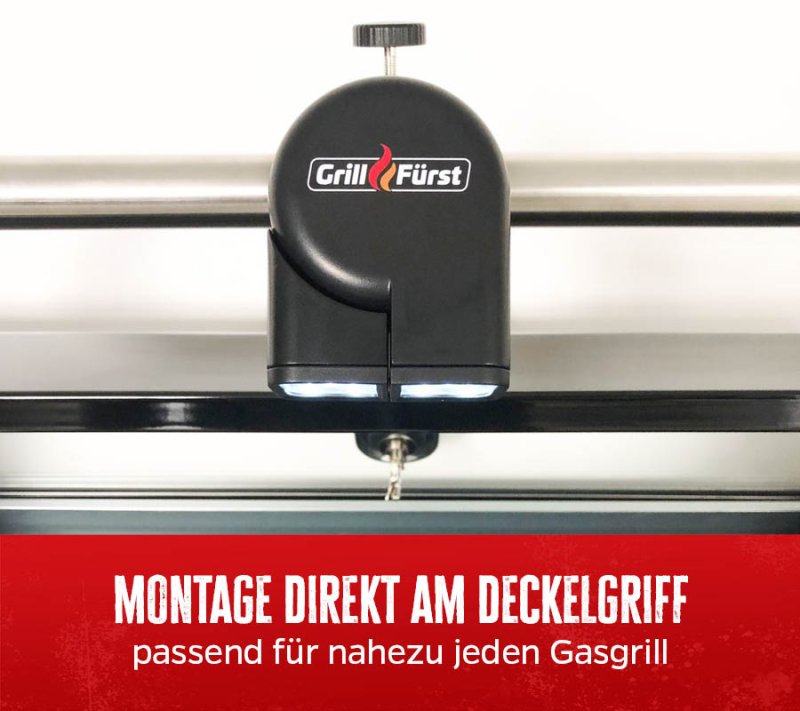 Grillfürst Universal LED Grilllampe / Grilllicht / Grifflicht - mit 2 schwenkbaren Leuchtköpfen