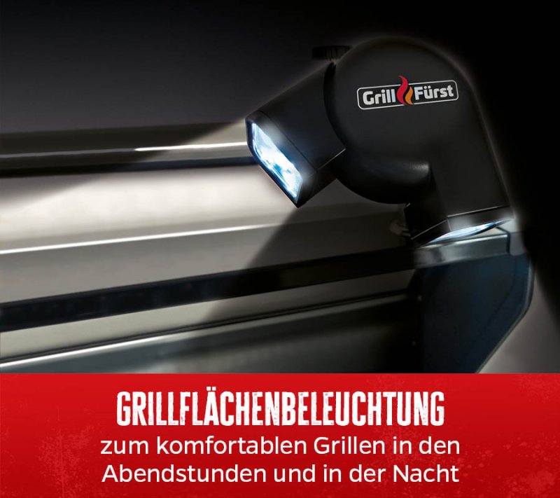 Grillfürst Universal LED Grilllampe / Grilllicht / Grifflicht - mit 2 schwenkbaren Leuchtköpfen