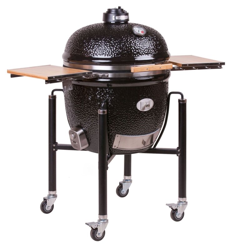 Monolith Grill CLASSIC BBQ GURU - PRO-Serie 1.0 Schwarz - MIT Gestell und Seitentischen