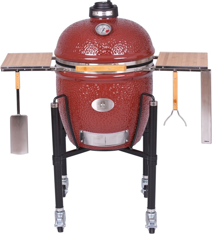 Monolith Grill LeCHEF PRO-Serie 1.0 Rot - MIT Gestell und Seitentischen