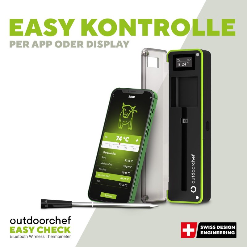 Outdoorchef Easy Check Thermometer Single - Wireless Bluetooth Grillthermometer - Retoure