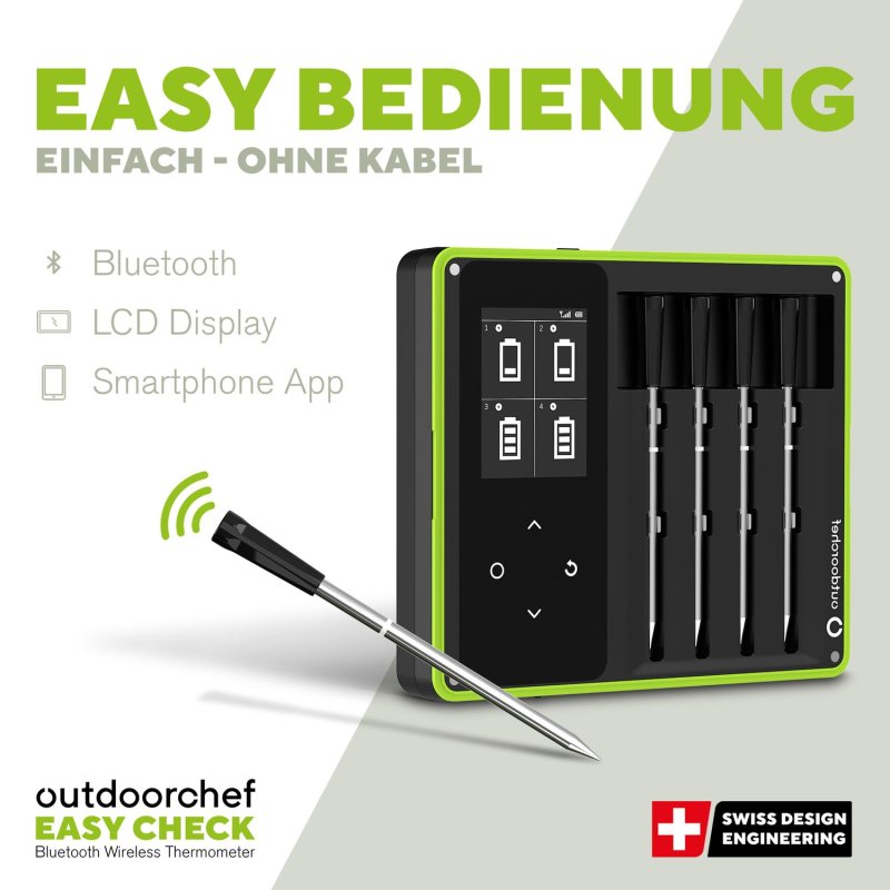 Outdoorchef Easy Check Thermometer Quadro - Wireless Bluetooth Grillthermometer - Retoure